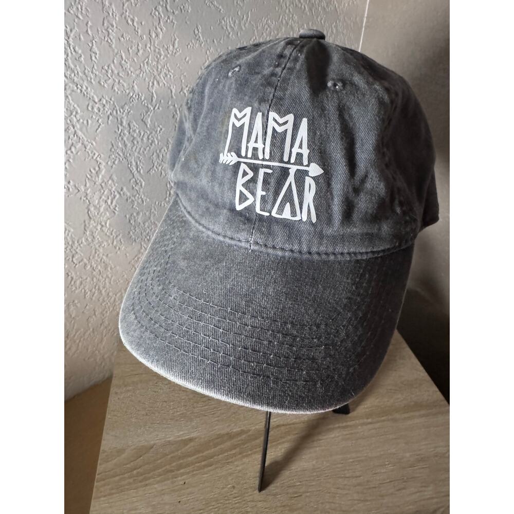 Mama Bear 100% Cotton Gray Adjustable Baseball Cap